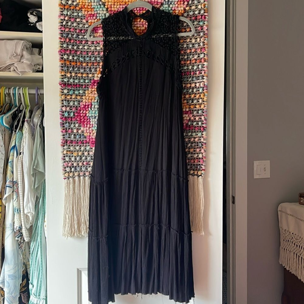 Vici crochet and gauze sundress. Comfortable and cool.